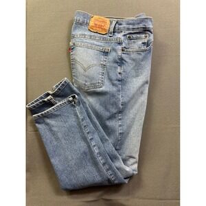 Levis 505 Regular Fit Straight Leg Light Wash Blue Denim Jeans Size 10 M